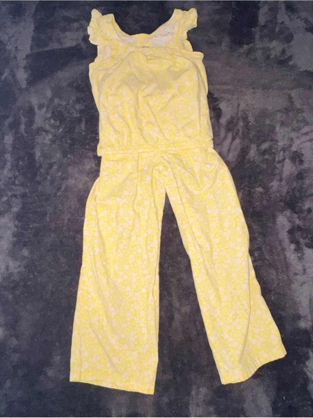 Girls Yellow 2 Piece Tank Top & Pants Floral Cat & Jack Outfit size 5/6
